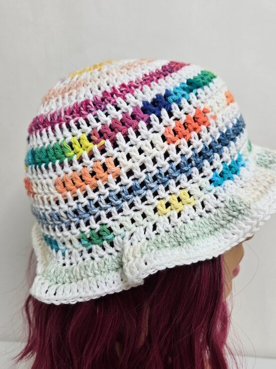 Scrap Crochet Bucket Hat: Multicolor Cotton Summer Beanie main image 11